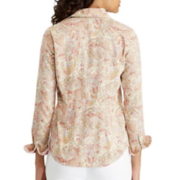 Women's Chaps Button-Down Shirt Color: Tan Paisley - Picture 2 of 3